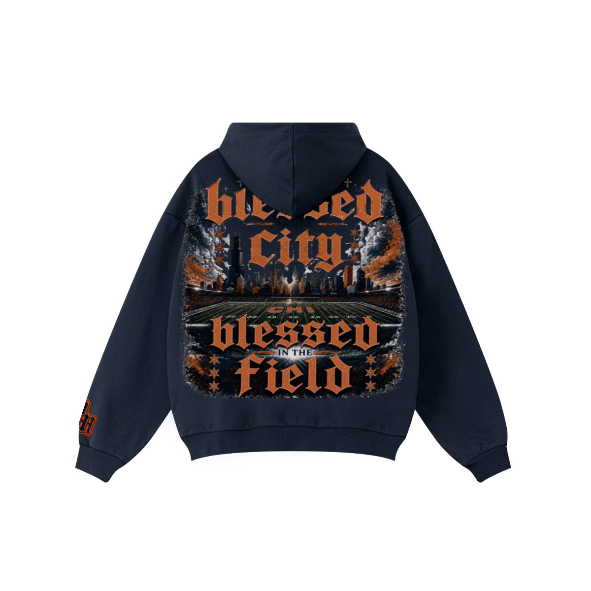 360GSM Unisex Fall&Winter Solid-Color Loopback Hoodie Midnight Navy