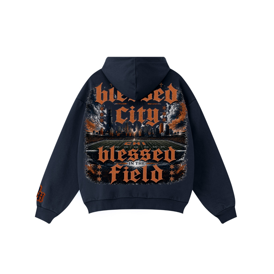 360GSM Unisex Fall&Winter Solid-Color Loopback Hoodie Midnight Navy