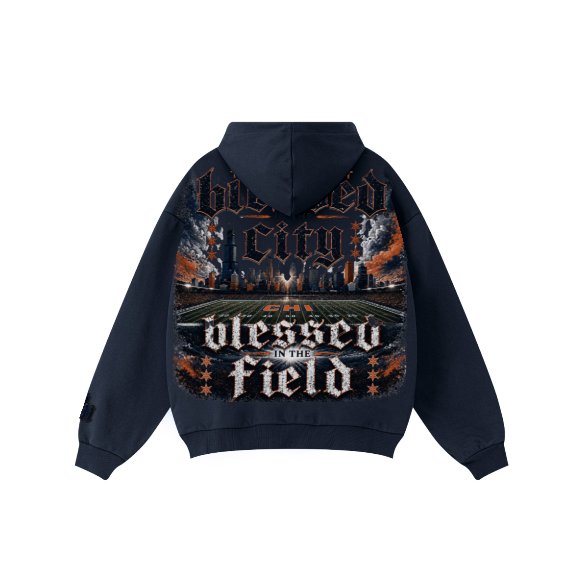 360GSM Unisex Fall&Winter Solid-Color Loopback Hoodie Midnight Navy