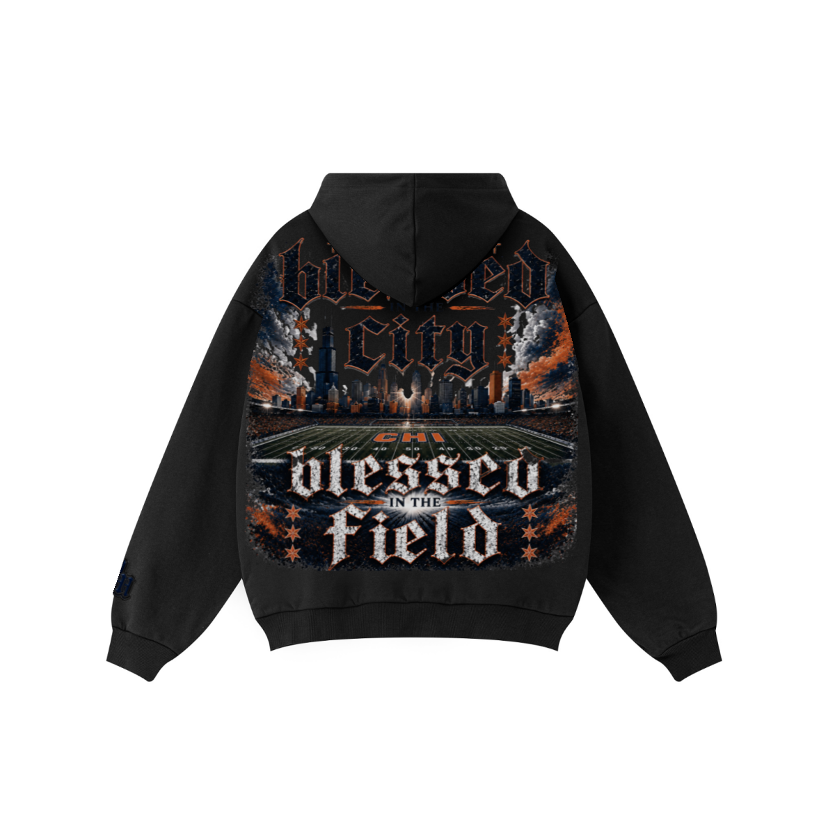 360GSM Unisex Fall&Winter Solid-Color Loopback Hoodie Black