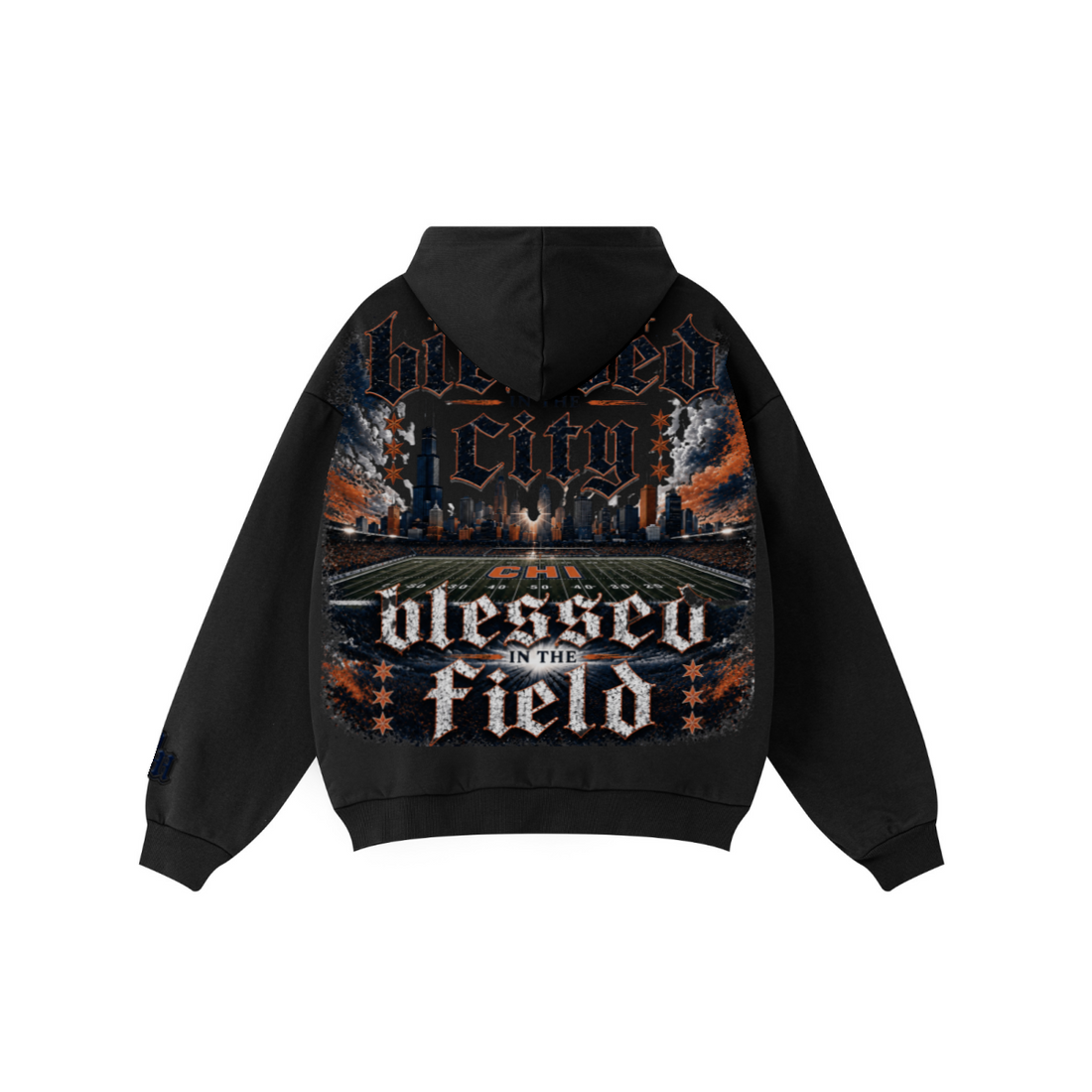360GSM Unisex Fall&Winter Solid-Color Loopback Hoodie Black