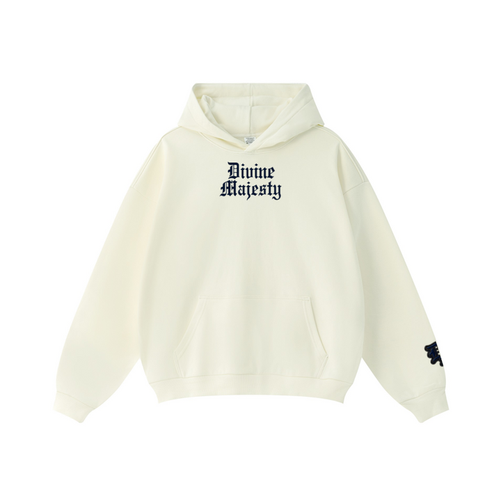 360GSM Unisex Fall&Winter Solid-Color Loopback Hoodie Cream White