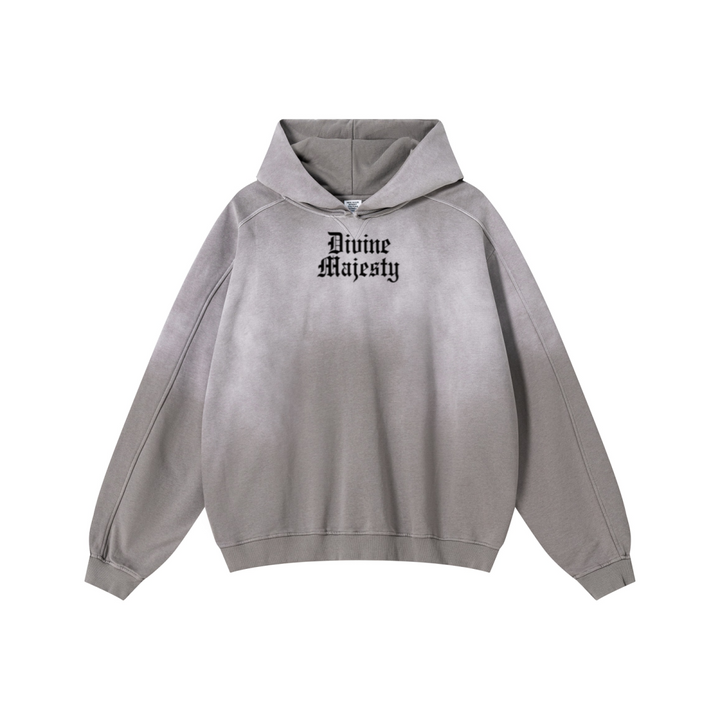 370GSM Unisex Monkey Wash Raw-Edge PP-Sprayed French Terry Hoodie Vintage Medium Grey