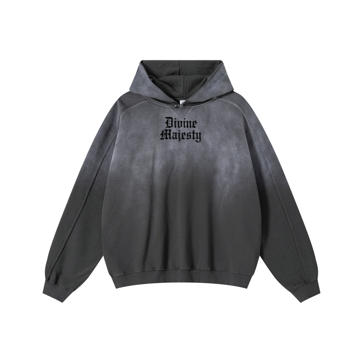 370GSM Unisex Monkey Wash Raw-Edge PP-Sprayed French Terry Hoodie Vintage Dark Grey