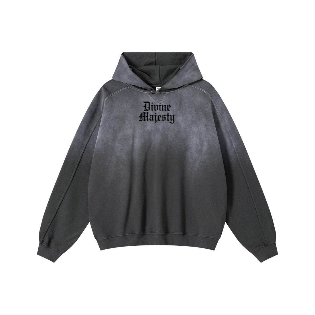 370GSM Unisex Monkey Wash Raw-Edge PP-Sprayed French Terry Hoodie Vintage Dark Grey