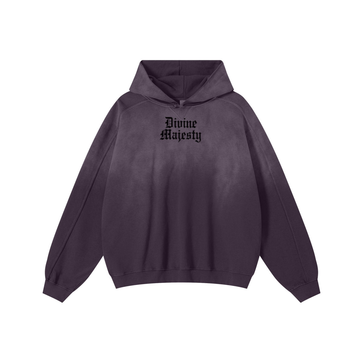 370GSM Unisex Monkey Wash Raw-Edge PP-Sprayed French Terry Hoodie Vintage Purple