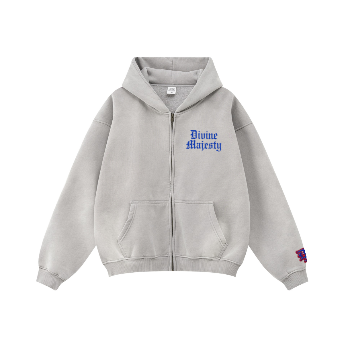 360GSM Unisex Monkey Wash Fall&Winter Fleece-Lined PP-Sprayed Zip-Up Hoodie Light Grey