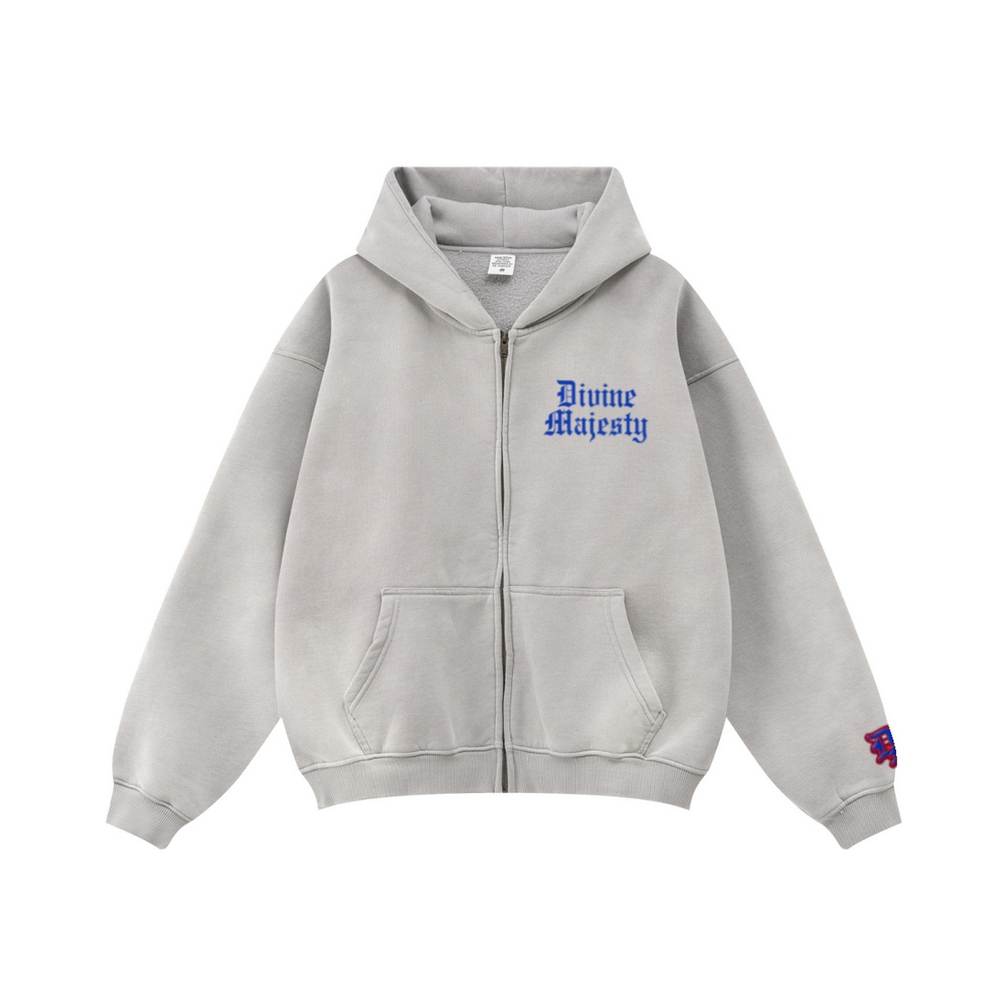 360GSM Unisex Monkey Wash Fall&Winter Fleece-Lined PP-Sprayed Zip-Up Hoodie Light Grey