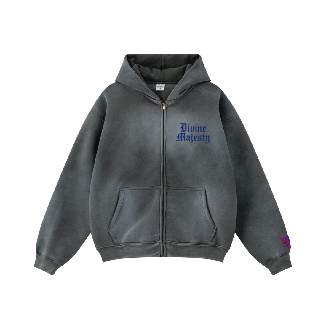360GSM Unisex Monkey Wash Fall&Winter Fleece-Lined PP-Sprayed Zip-Up Hoodie Dark Grey