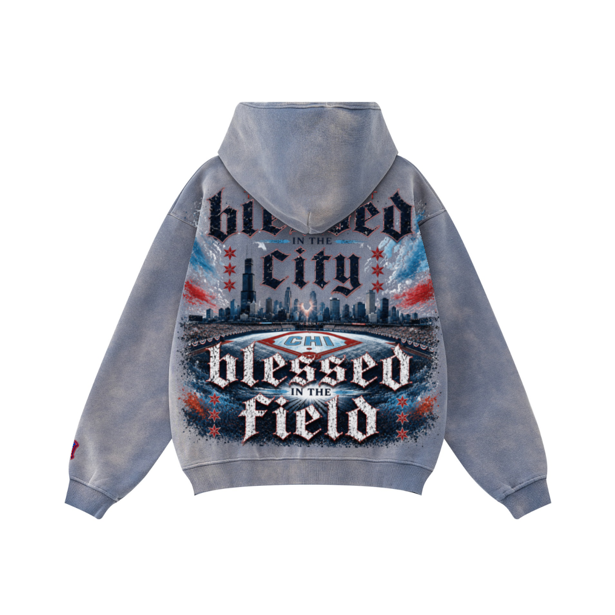 360GSM Unisex Monkey Wash Fall&Winter Fleece-Lined PP-Sprayed Zip-Up Hoodie Blue