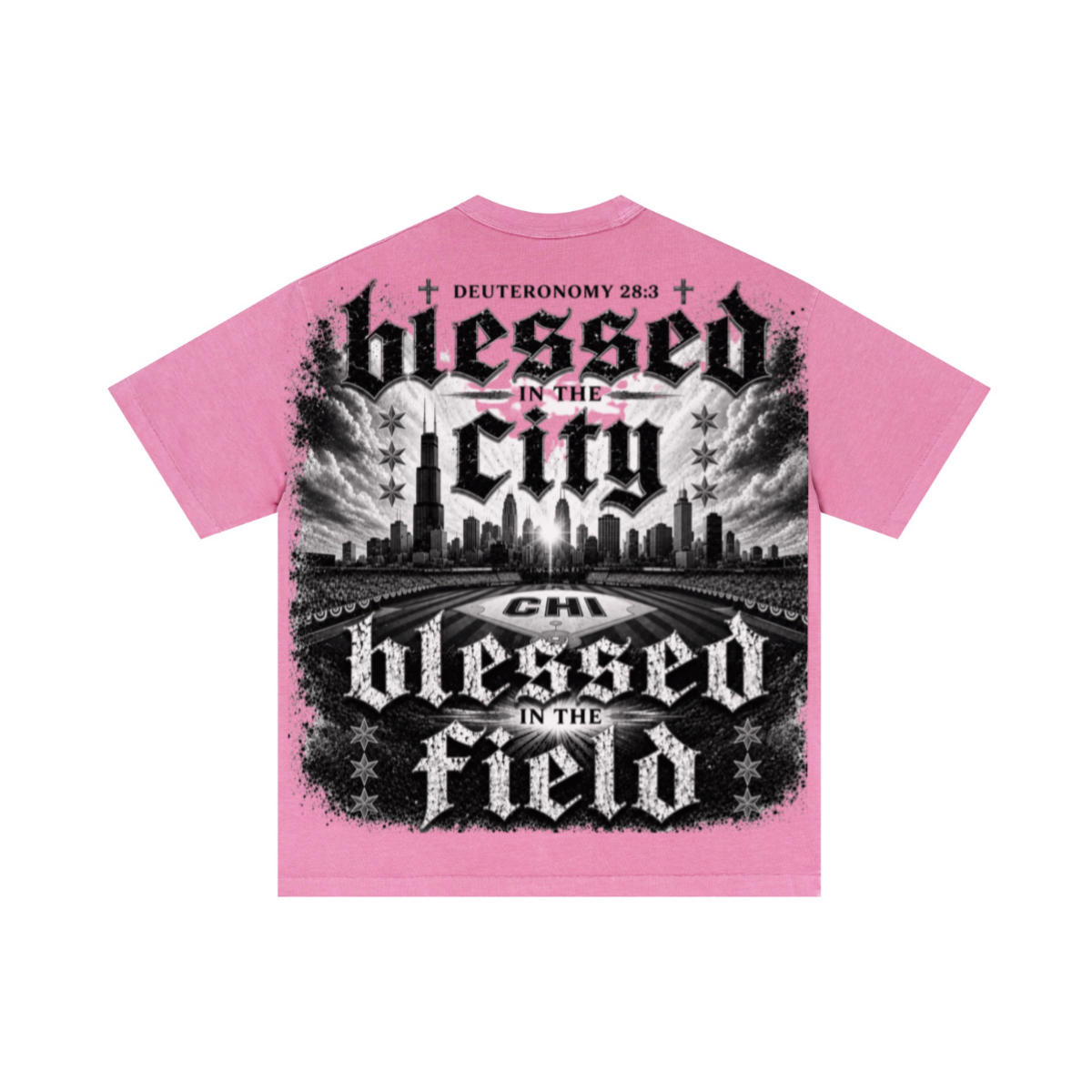 275GSM Unisex Double-Yarn 100% Cotton Plain-Wash T-shirt Rose Pink