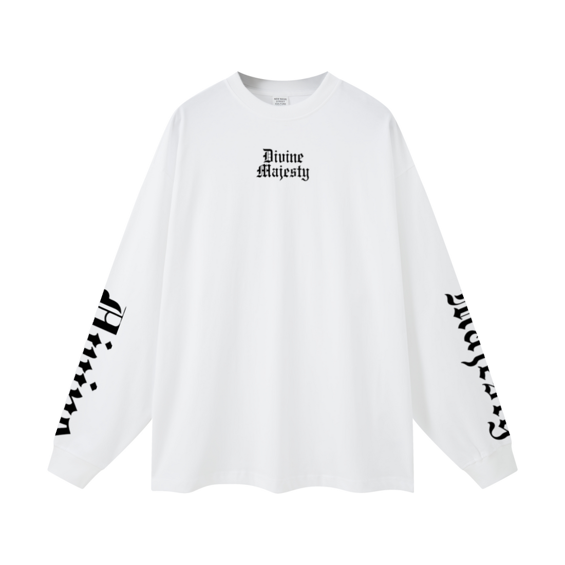 305GSM Unisex Premium Heavyweight Double-Yarn Plain Fabric Earth-Tone Basic Layering Long sleeve White