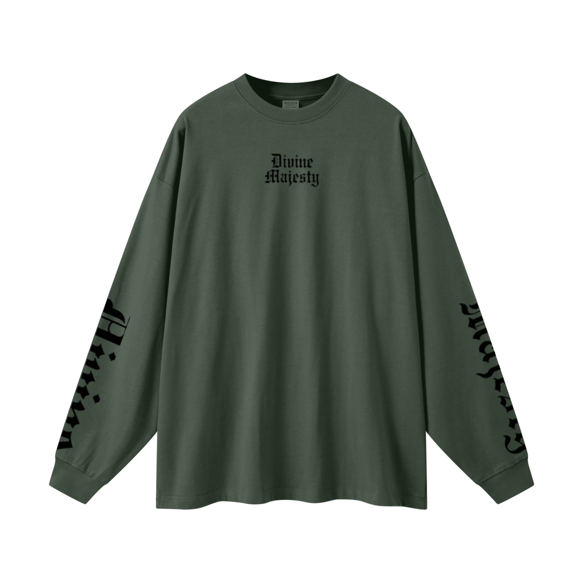 305GSM Unisex Premium Heavyweight Double-Yarn Plain Fabric Earth-Tone Basic Layering Long sleeve Dark Green