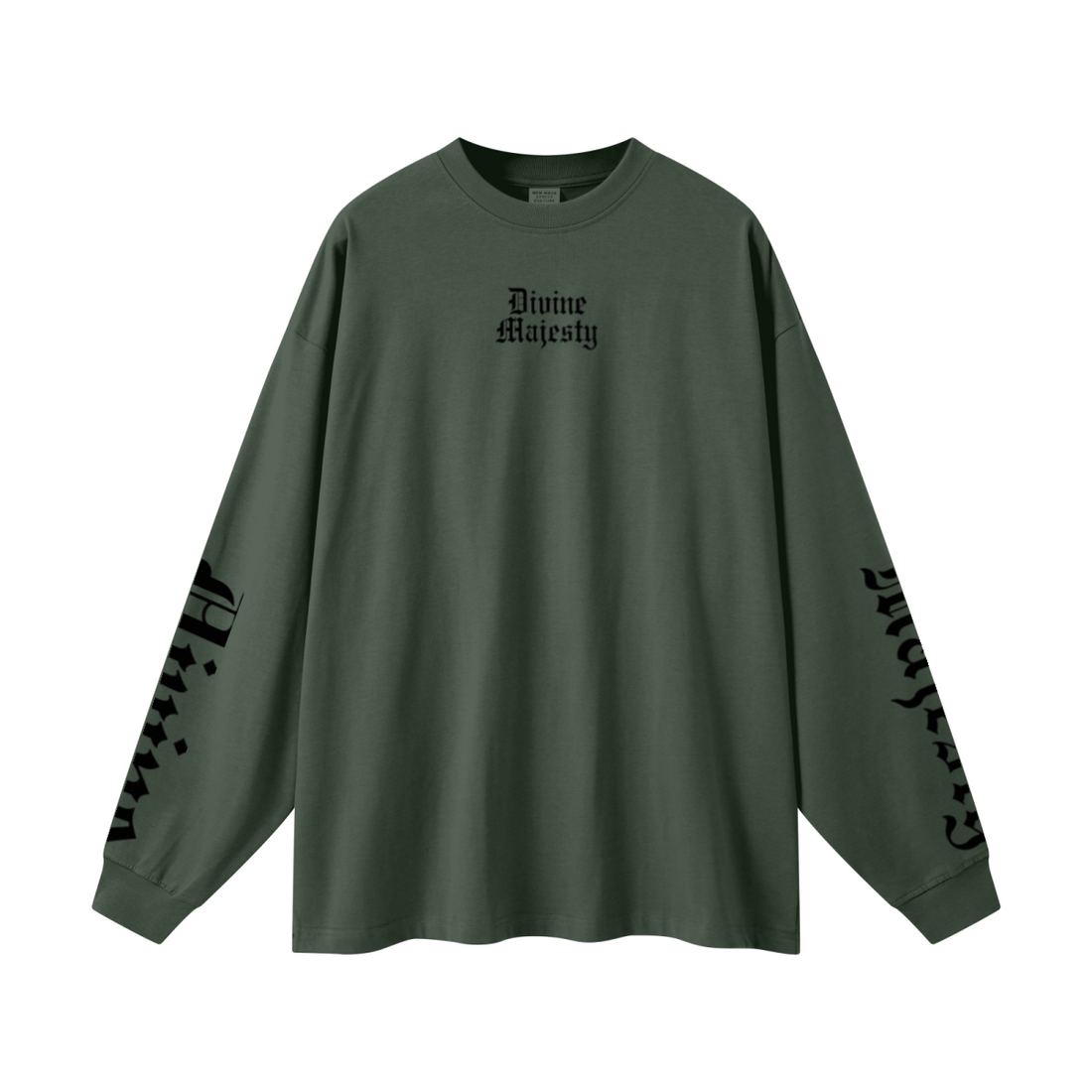 305GSM Unisex Premium Heavyweight Double-Yarn Plain Fabric Earth-Tone Basic Layering Long sleeve Dark Green