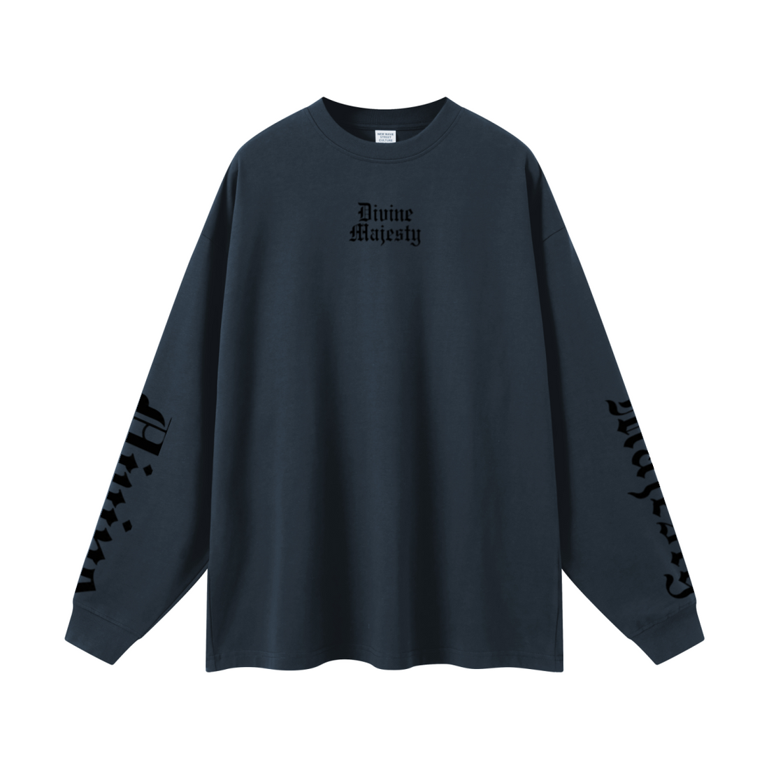 305GSM Unisex Premium Heavyweight Double-Yarn Plain Fabric Earth-Tone Basic Layering Long sleeve Navy Blue