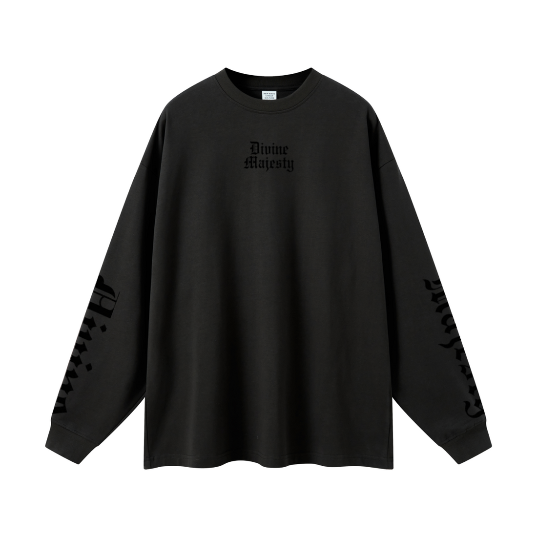 305GSM Unisex Premium Heavyweight Double-Yarn Plain Fabric Earth-Tone Basic Layering Long sleeve Black