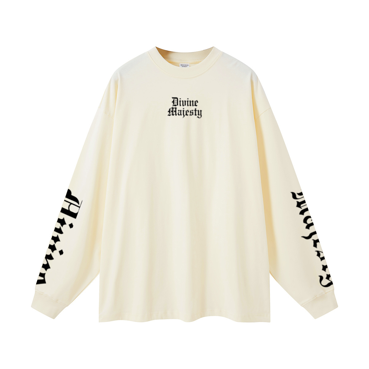 305GSM Unisex Premium Heavyweight Double-Yarn Plain Fabric Earth-Tone Basic Layering Long sleeve Milk Tea White