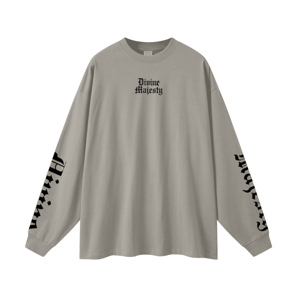 305GSM Unisex Premium Heavyweight Double-Yarn Plain Fabric Earth-Tone Basic Layering Long sleeve Grey Camel