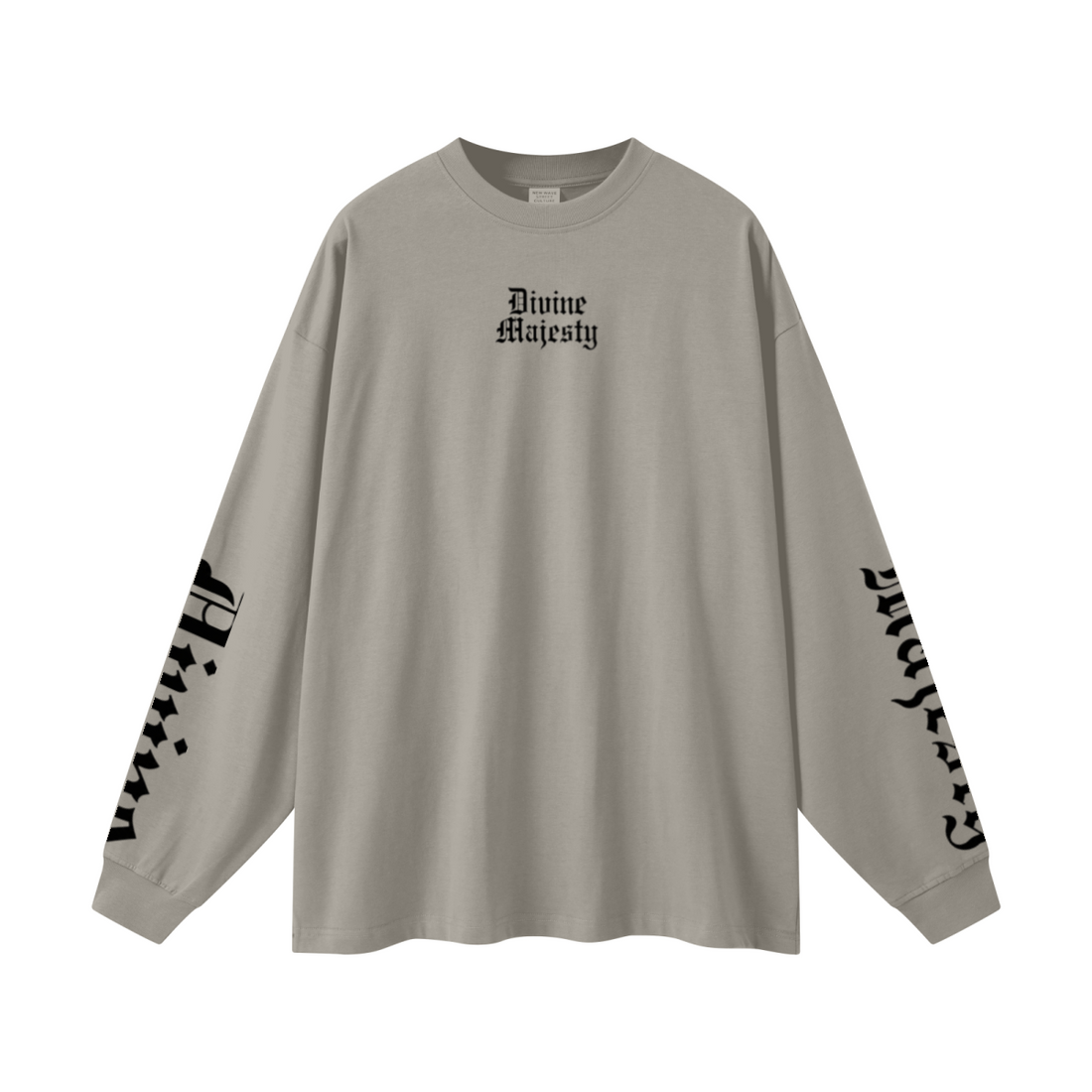 305GSM Unisex Premium Heavyweight Double-Yarn Plain Fabric Earth-Tone Basic Layering Long sleeve Grey Camel