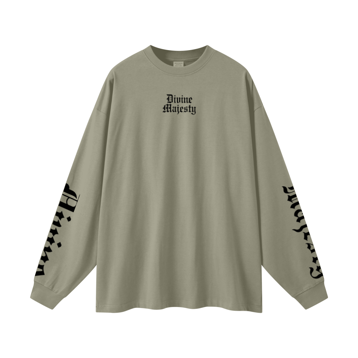 305GSM Unisex Premium Heavyweight Double-Yarn Plain Fabric Earth-Tone Basic Layering Long sleeve Grey Green