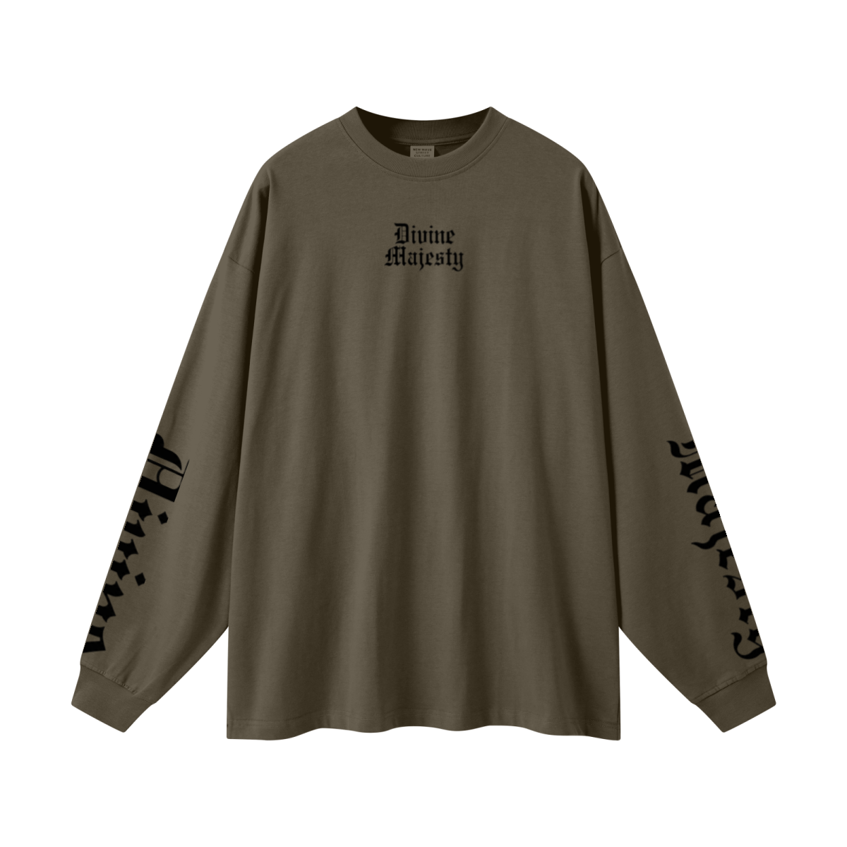 305GSM Unisex Premium Heavyweight Double-Yarn Plain Fabric Earth-Tone Basic Layering Long sleeve Brown