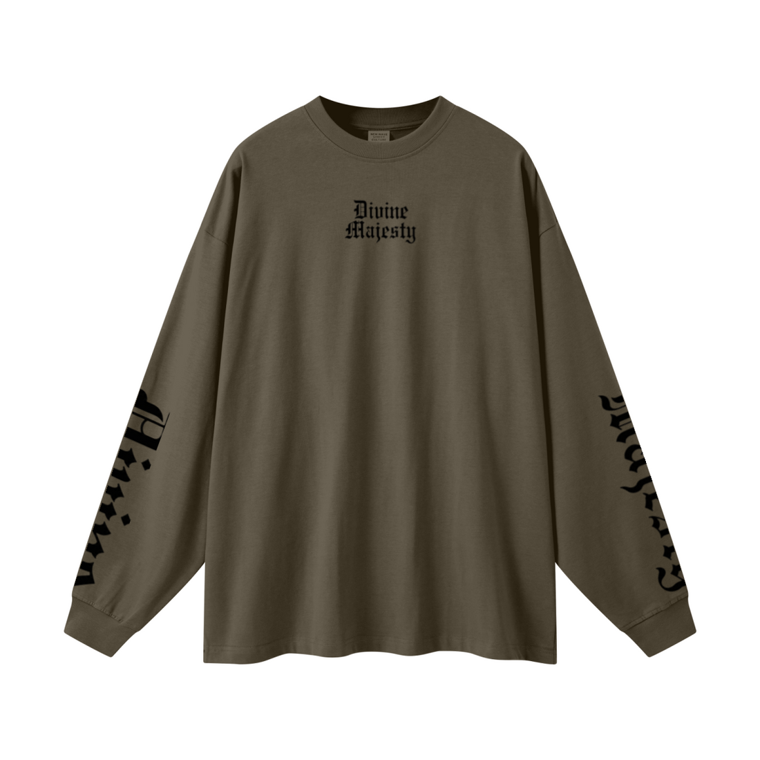 305GSM Unisex Premium Heavyweight Double-Yarn Plain Fabric Earth-Tone Basic Layering Long sleeve Brown