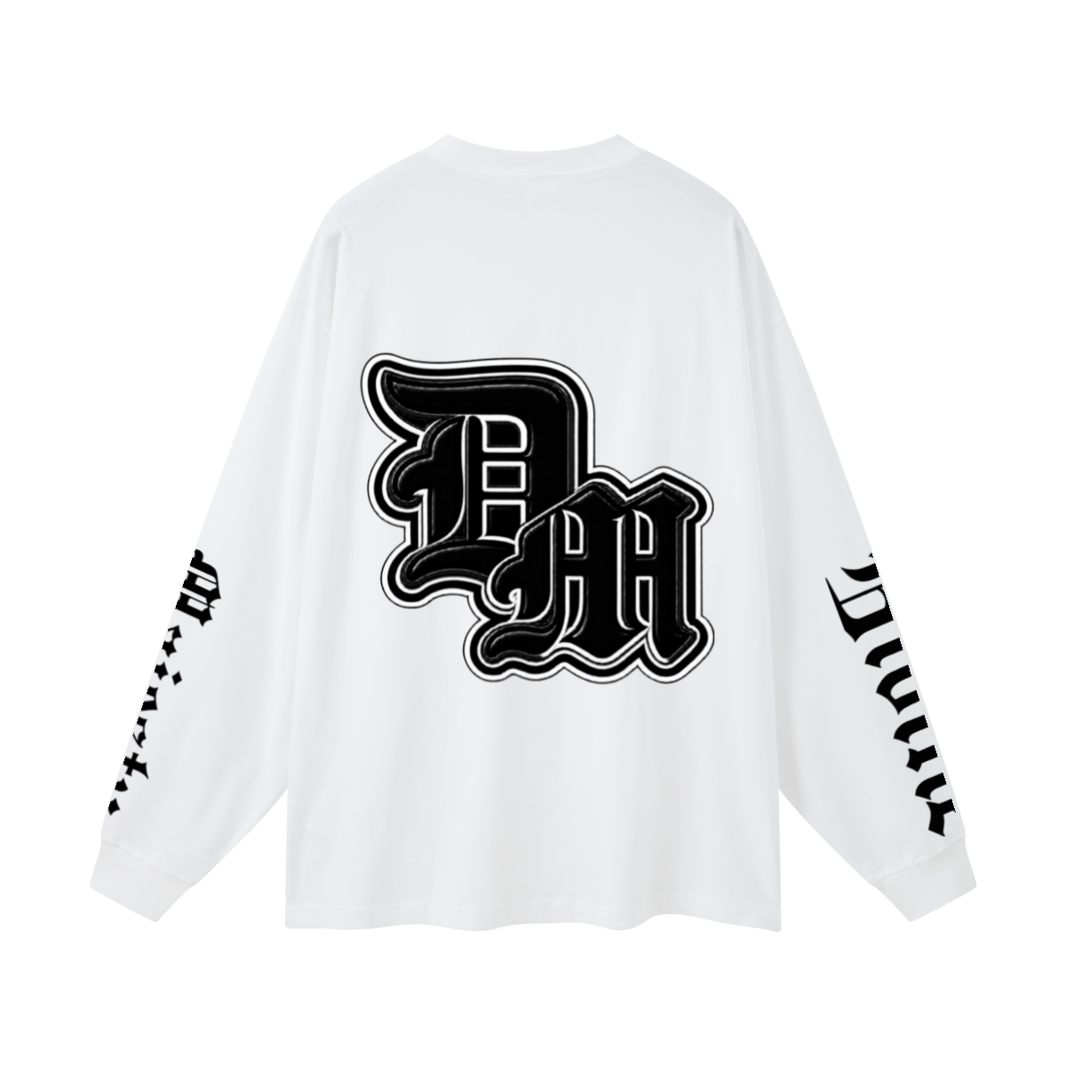 305GSM Unisex Premium Heavyweight Double-Yarn Plain Fabric Earth-Tone Basic Layering Long sleeve White