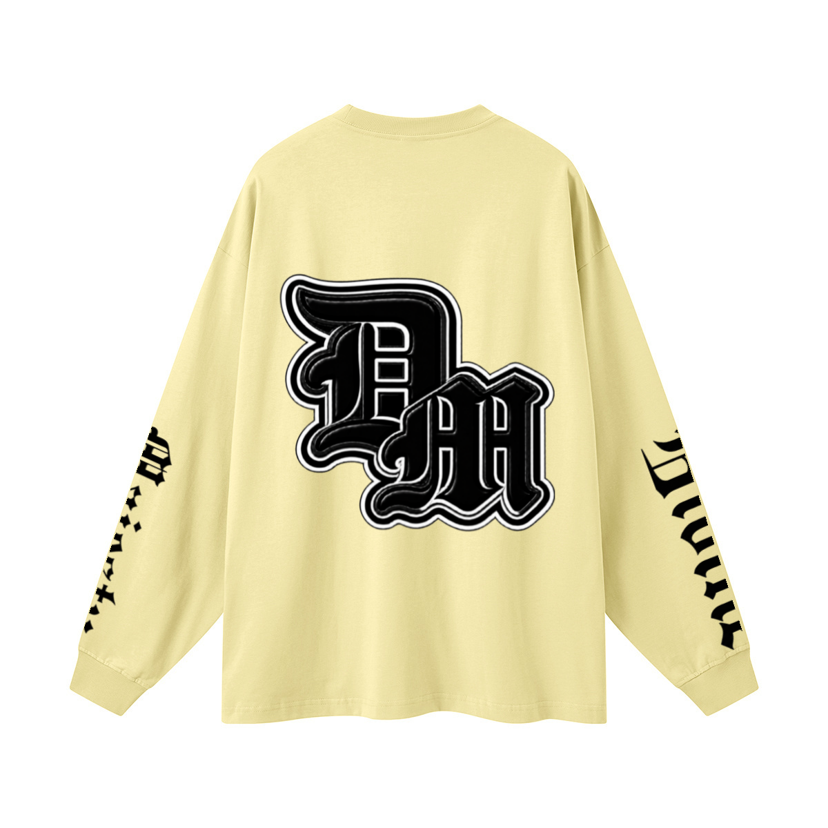 305GSM Unisex Premium Heavyweight Double-Yarn Plain Fabric Earth-Tone Basic Layering Long sleeve Yellow