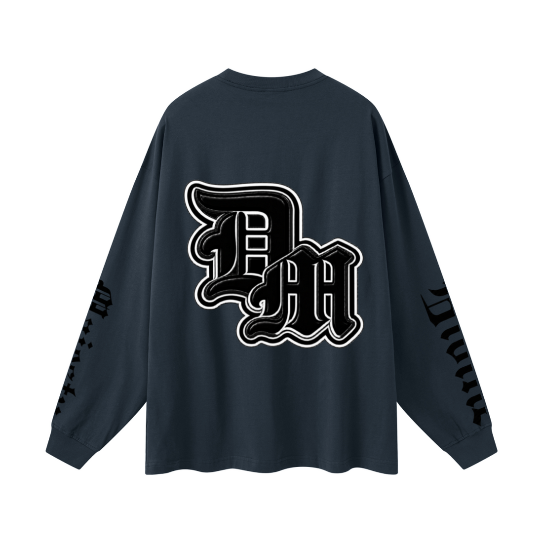 305GSM Unisex Premium Heavyweight Double-Yarn Plain Fabric Earth-Tone Basic Layering Long sleeve Navy Blue