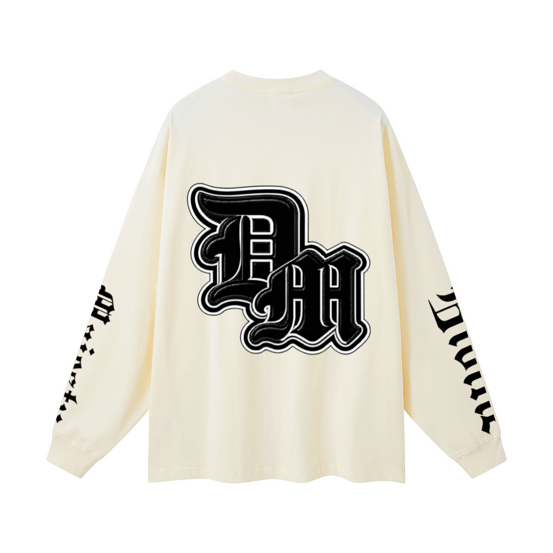 305GSM Unisex Premium Heavyweight Double-Yarn Plain Fabric Earth-Tone Basic Layering Long sleeve Milk Tea White
