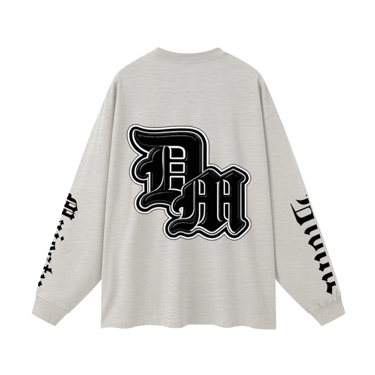 305GSM Unisex Premium Heavyweight Double-Yarn Plain Fabric Earth-Tone Basic Layering Long sleeve Oatmeal Grey