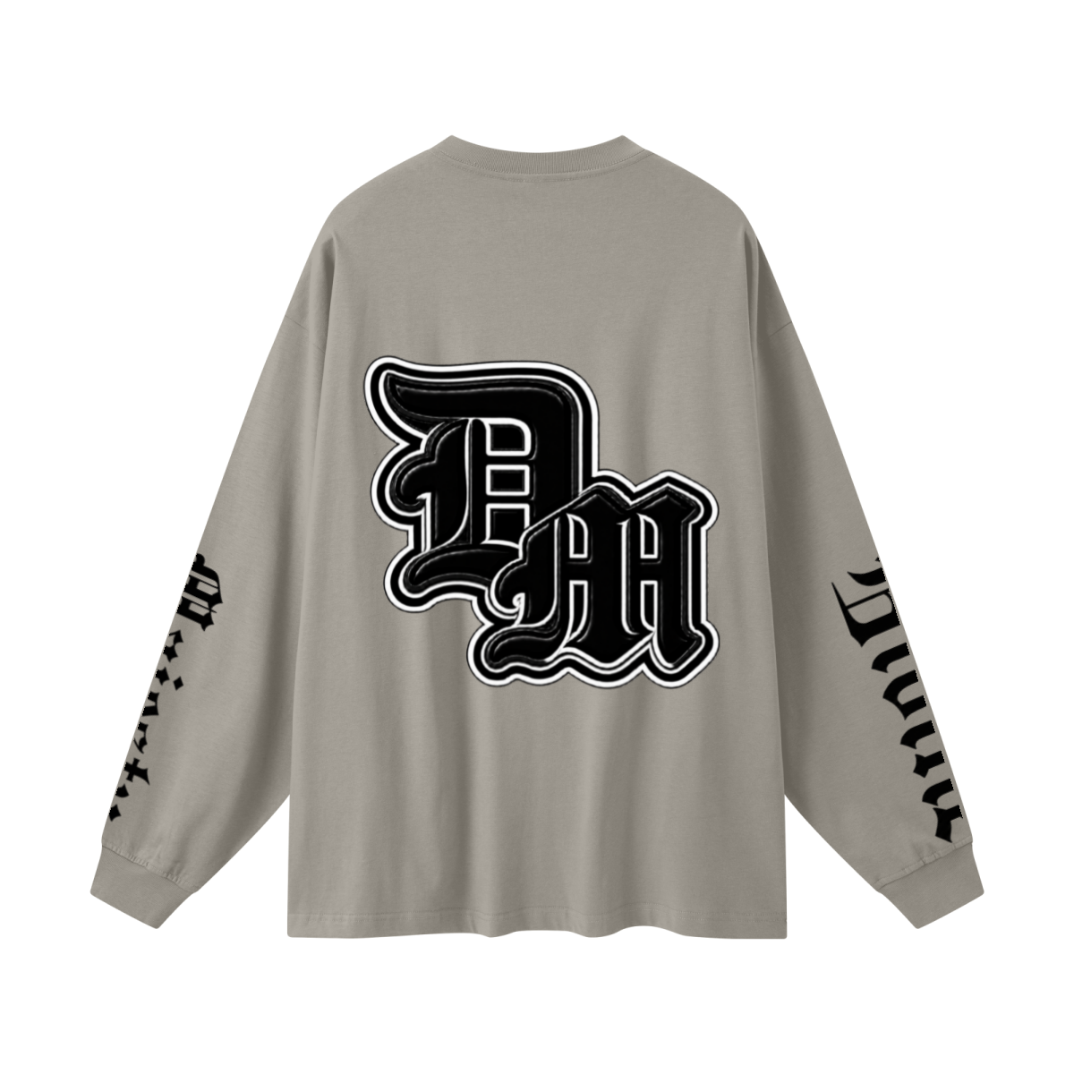 305GSM Unisex Premium Heavyweight Double-Yarn Plain Fabric Earth-Tone Basic Layering Long sleeve Grey Camel