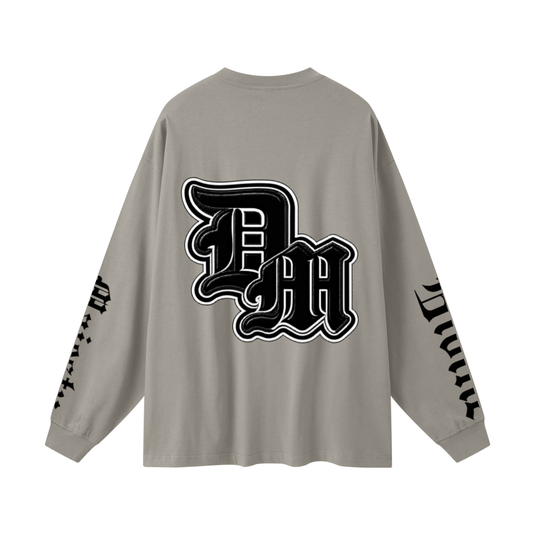 305GSM Unisex Premium Heavyweight Double-Yarn Plain Fabric Earth-Tone Basic Layering Long sleeve Grey Camel