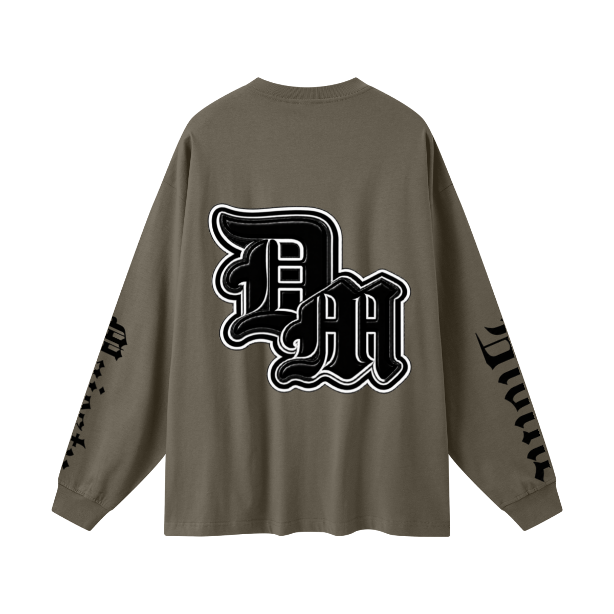 305GSM Unisex Premium Heavyweight Double-Yarn Plain Fabric Earth-Tone Basic Layering Long sleeve Brown