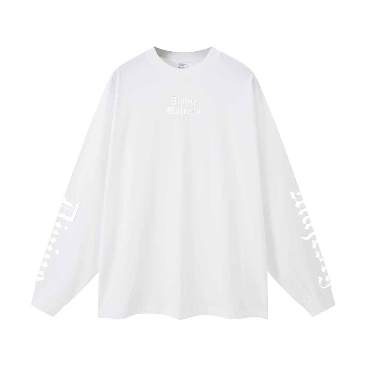 305GSM Unisex Premium Heavyweight Double-Yarn Plain Fabric Earth-Tone Basic Layering Long sleeve White