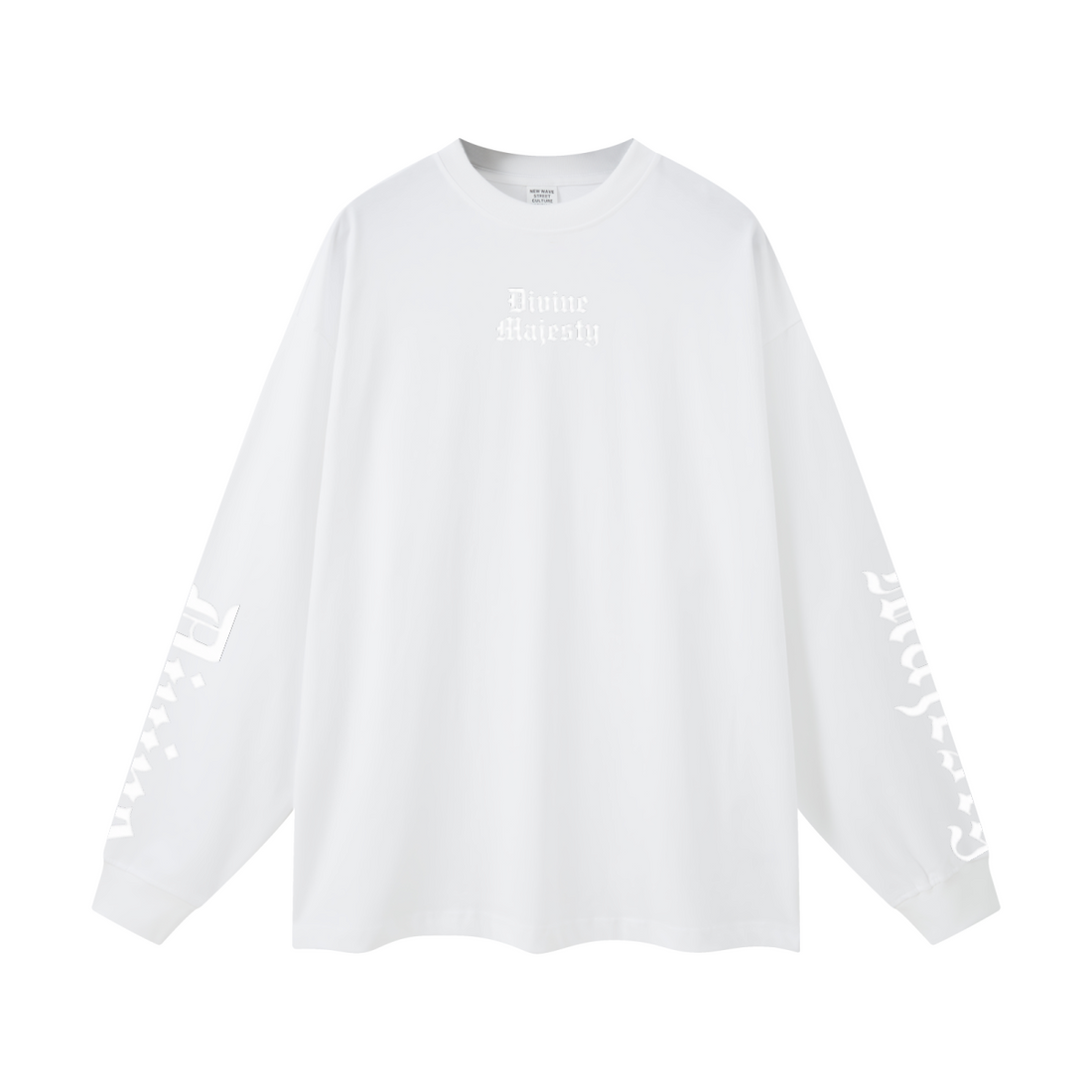 305GSM Unisex Premium Heavyweight Double-Yarn Plain Fabric Earth-Tone Basic Layering Long sleeve White