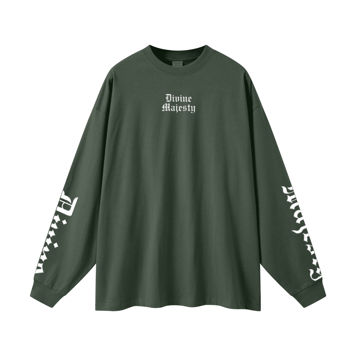 305GSM Unisex Premium Heavyweight Double-Yarn Plain Fabric Earth-Tone Basic Layering Long sleeve Dark Green