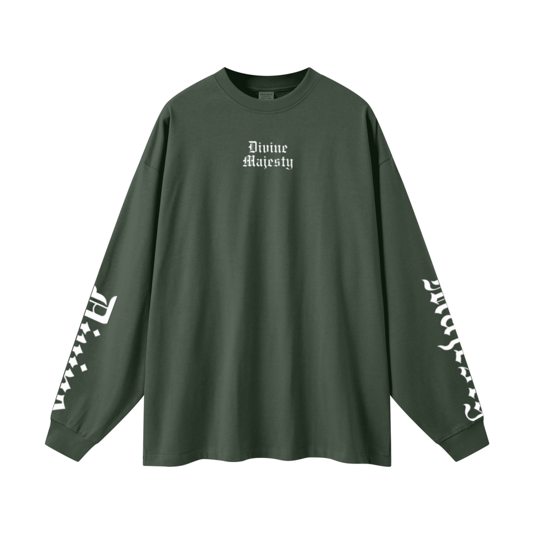 305GSM Unisex Premium Heavyweight Double-Yarn Plain Fabric Earth-Tone Basic Layering Long sleeve Dark Green