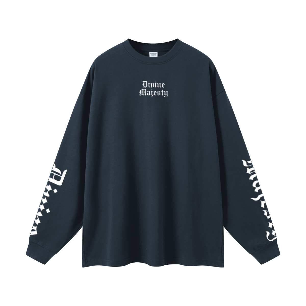 305GSM Unisex Premium Heavyweight Double-Yarn Plain Fabric Earth-Tone Basic Layering Long sleeve Navy Blue
