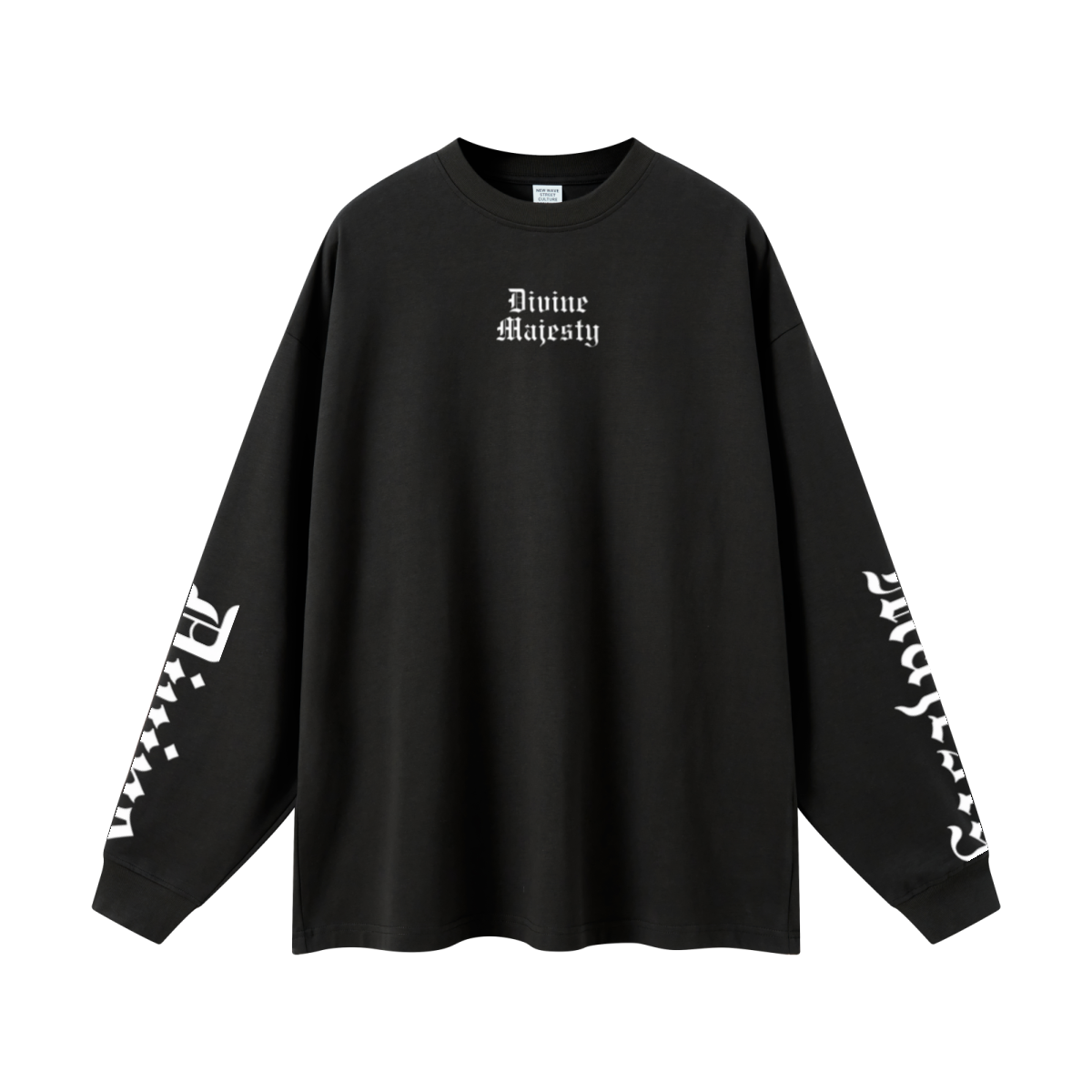 305GSM Unisex Premium Heavyweight Double-Yarn Plain Fabric Earth-Tone Basic Layering Long sleeve Black
