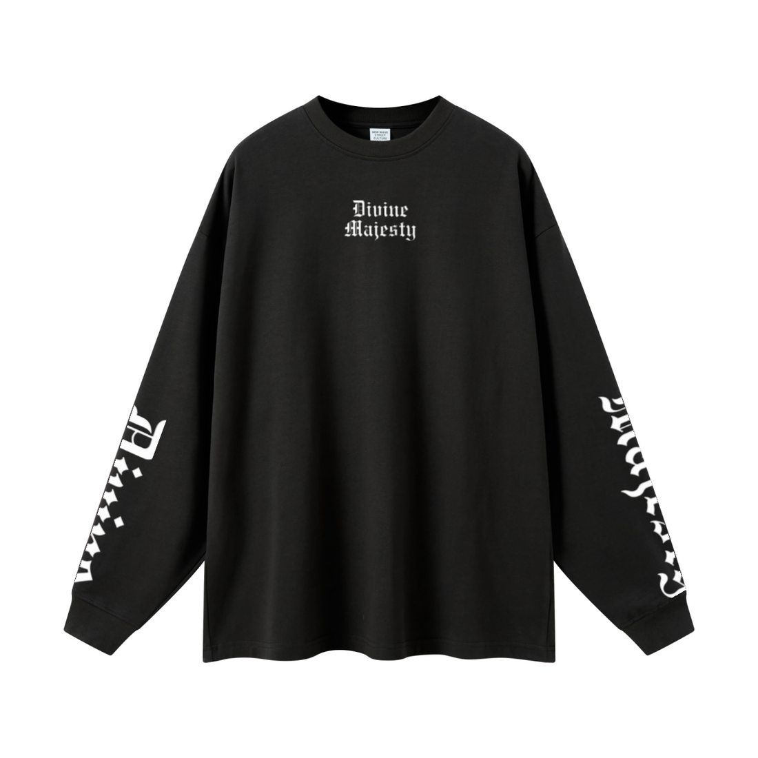 305GSM Unisex Premium Heavyweight Double-Yarn Plain Fabric Earth-Tone Basic Layering Long sleeve Black