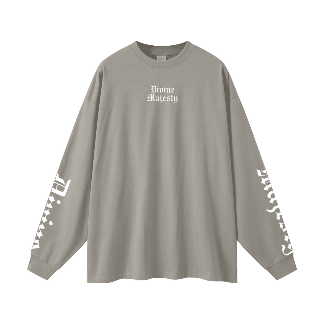 305GSM Unisex Premium Heavyweight Double-Yarn Plain Fabric Earth-Tone Basic Layering Long sleeve Grey Camel