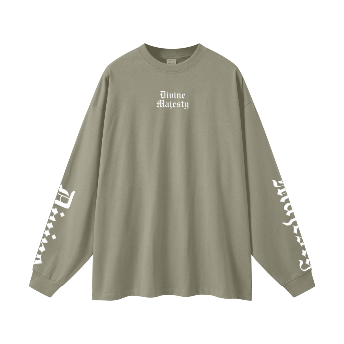 305GSM Unisex Premium Heavyweight Double-Yarn Plain Fabric Earth-Tone Basic Layering Long sleeve Grey Green