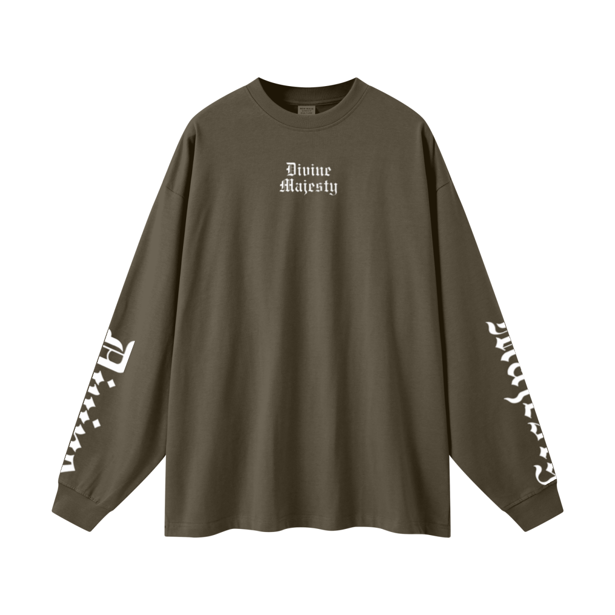 305GSM Unisex Premium Heavyweight Double-Yarn Plain Fabric Earth-Tone Basic Layering Long sleeve Brown