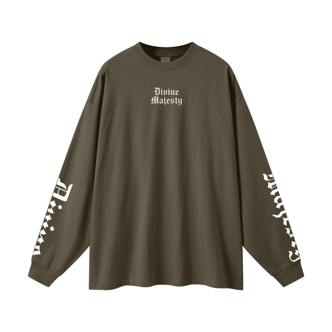 305GSM Unisex Premium Heavyweight Double-Yarn Plain Fabric Earth-Tone Basic Layering Long sleeve Brown