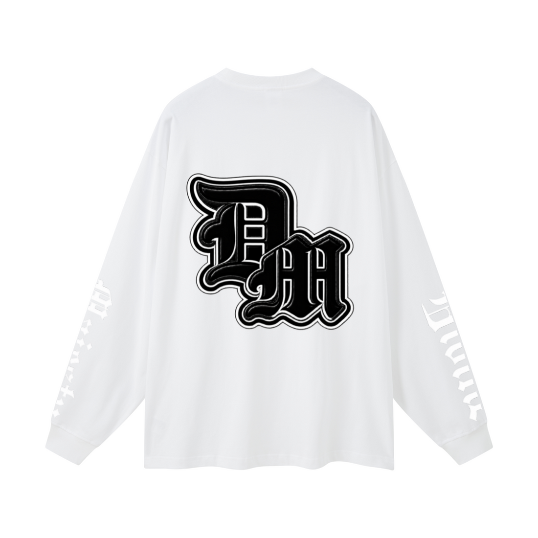 305GSM Unisex Premium Heavyweight Double-Yarn Plain Fabric Earth-Tone Basic Layering Long sleeve White