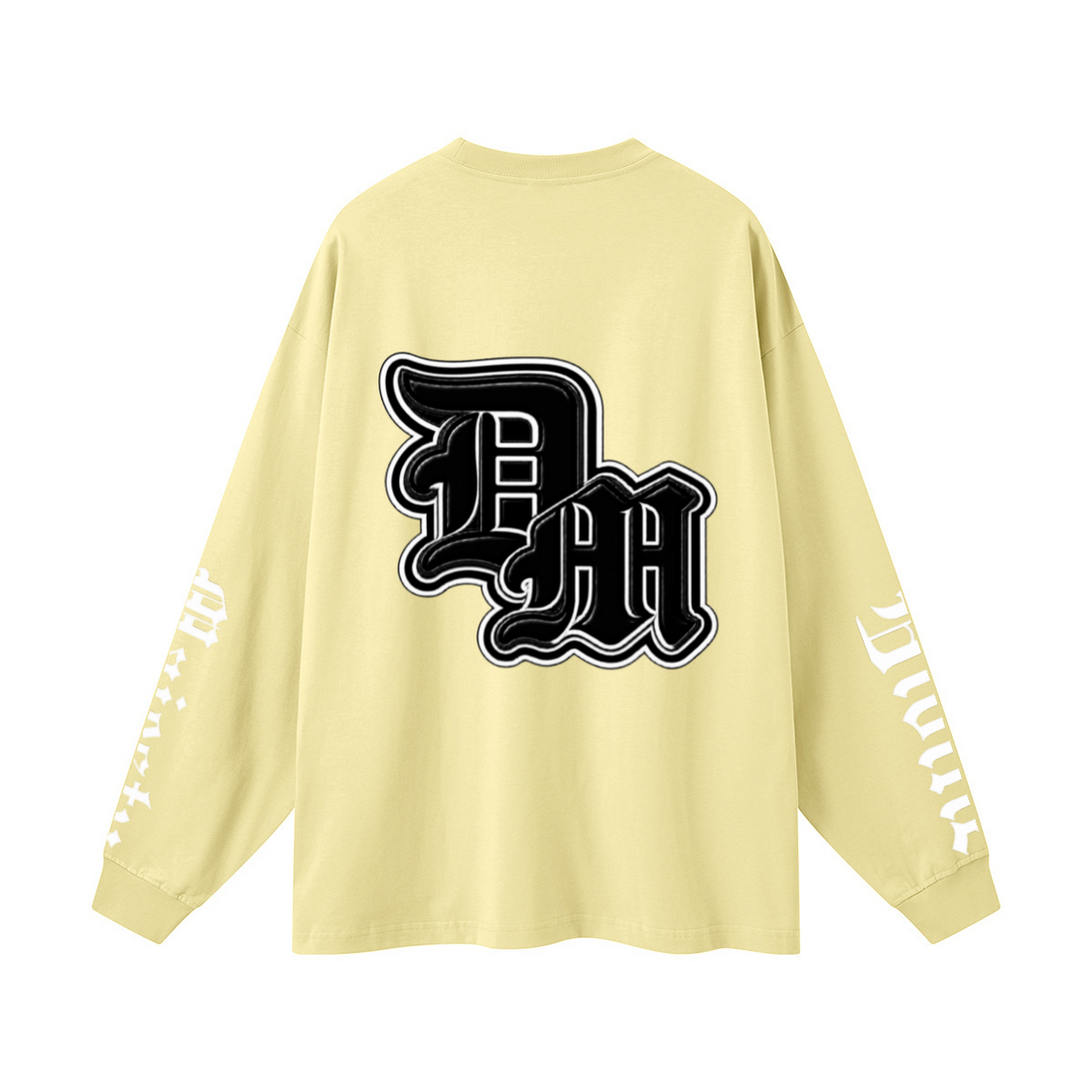 305GSM Unisex Premium Heavyweight Double-Yarn Plain Fabric Earth-Tone Basic Layering Long sleeve Yellow