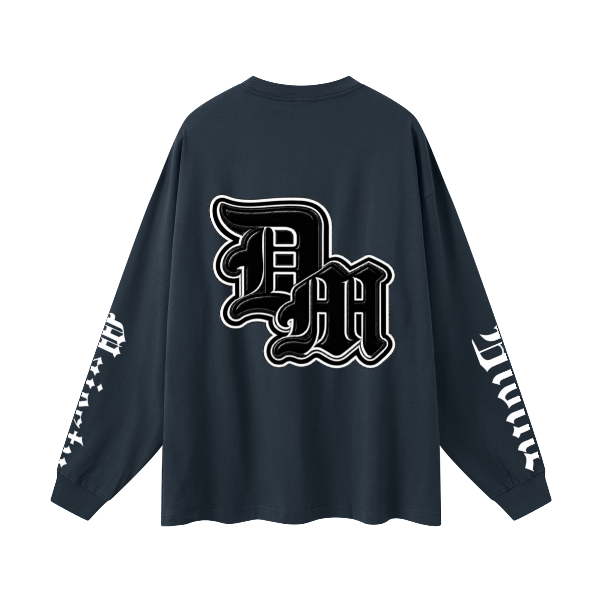 305GSM Unisex Premium Heavyweight Double-Yarn Plain Fabric Earth-Tone Basic Layering Long sleeve Navy Blue