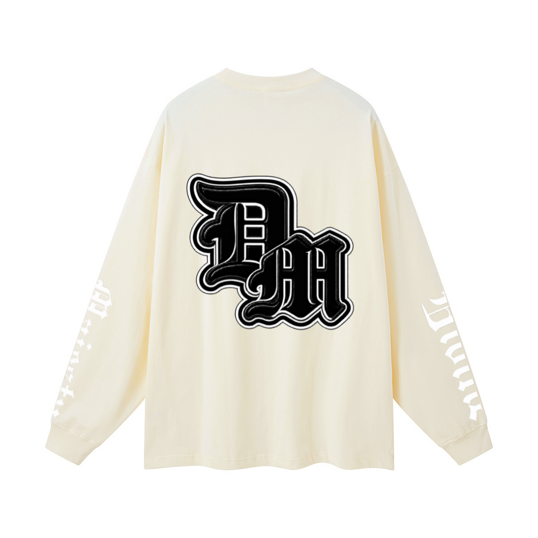 305GSM Unisex Premium Heavyweight Double-Yarn Plain Fabric Earth-Tone Basic Layering Long sleeve Milk Tea White