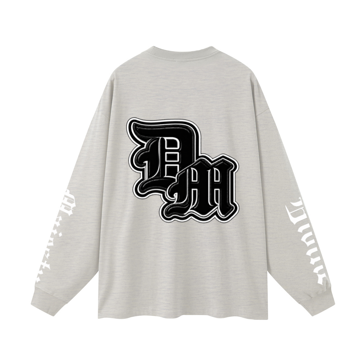 305GSM Unisex Premium Heavyweight Double-Yarn Plain Fabric Earth-Tone Basic Layering Long sleeve Oatmeal Grey